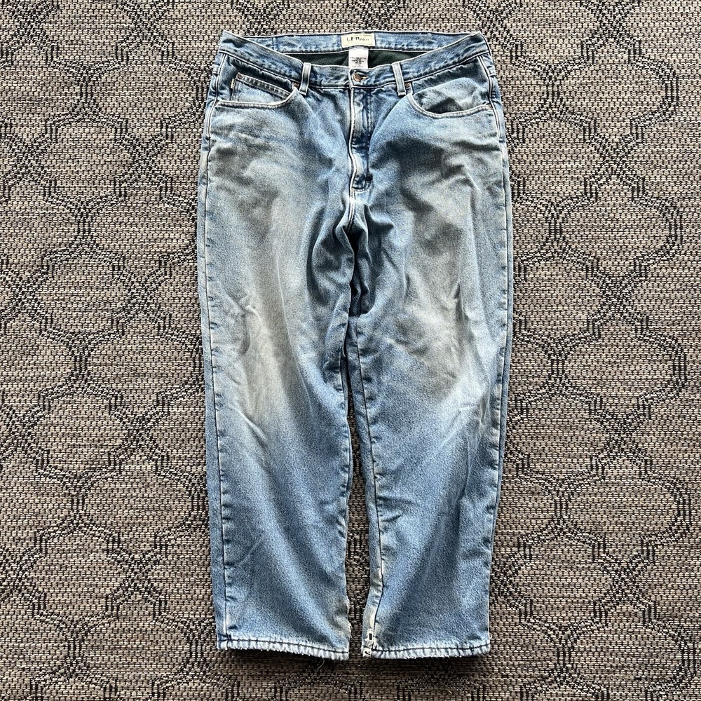 LL Bean Jeans Men's 38x30 Blue Fleece Lined Relaxed Fit Denim Comfort Straight